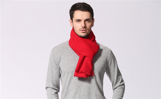 真絲拉絨紅圍巾