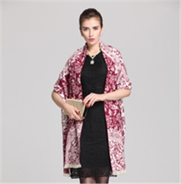 紅色青花瓷披肩