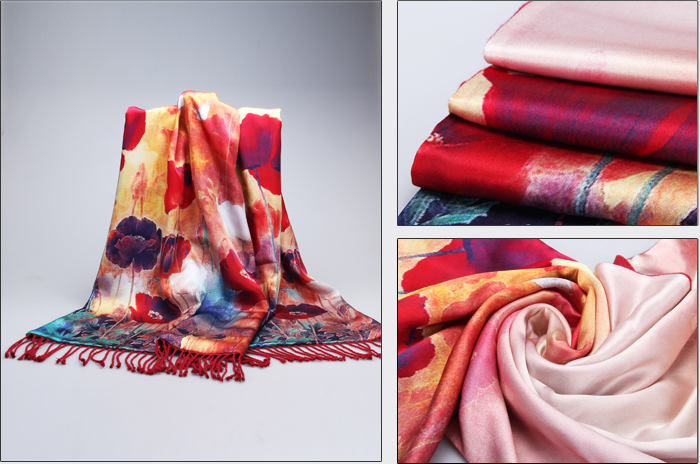 真絲印花披肩 復合披肩 女士披肩