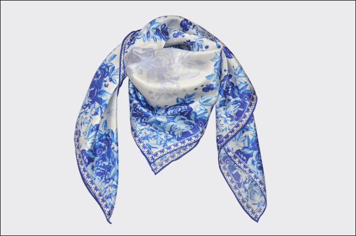 真絲圍巾 印花圍巾 青花瓷方巾 真絲圍巾 印花圍巾 青花瓷方巾