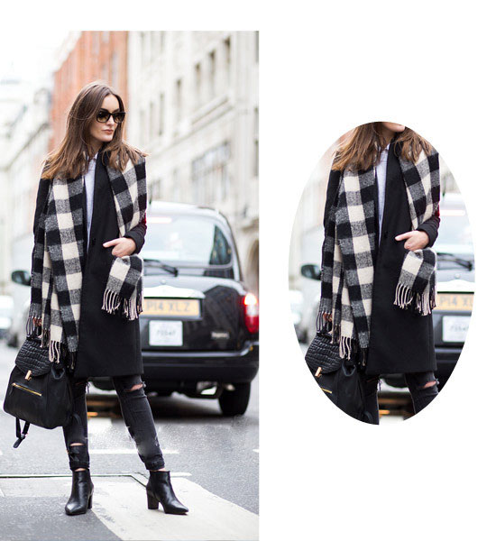 黑白格圍巾
