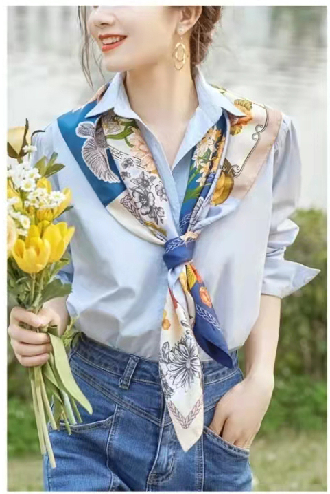 絲巾絲綢上身圖